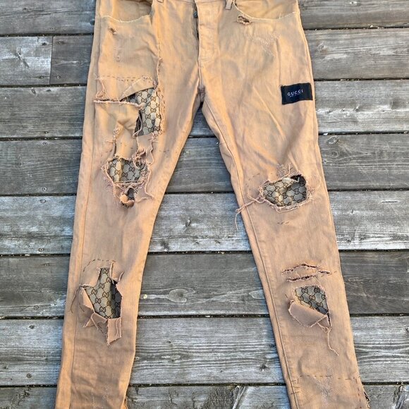 Custom Kollar X Gucci Patchwork Jeans Size 34 - Picture 9 of 9